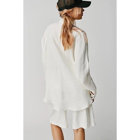 Free People We The Free Summer Daydream Buttondown Shirt Top Oversized XS 283005 - Picture 4 of 10